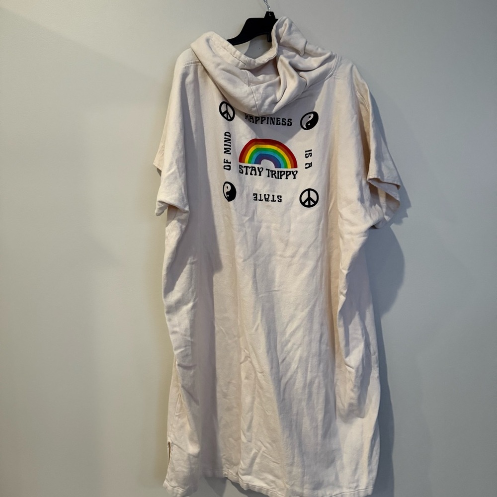 Slowtide Cream Unisex Stay Trippy Terry Beach Changing Poncho Dress - Picture 9 of 12